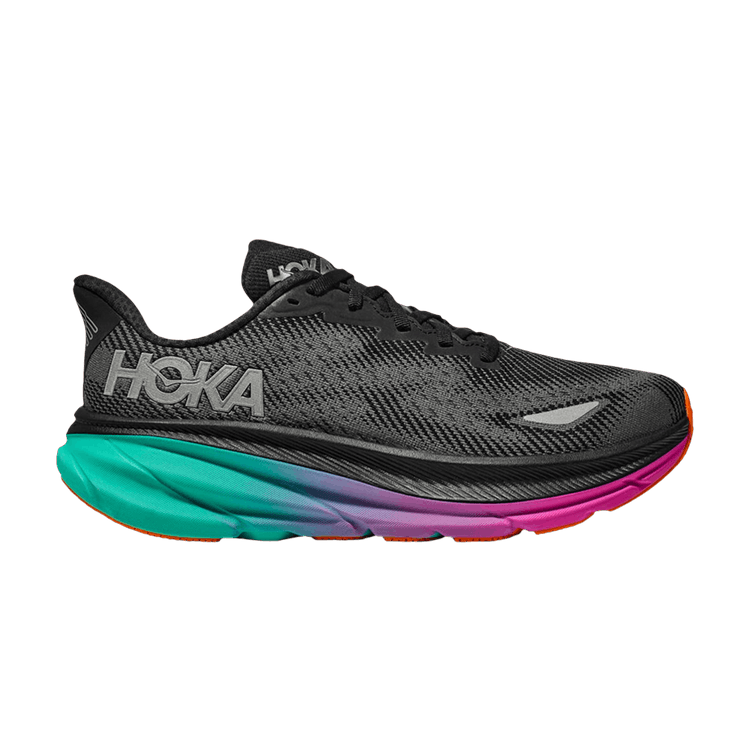HOKA Clifton 9 GORE-TEX 'Black Electric Aqua' — Black/Electric Aqua (1141470 BCQ)